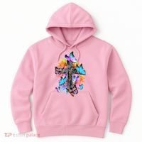 Faith Cross Butterfly With Flowers Hoodie thumb 0