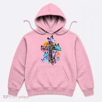 Faith Cross Butterfly With Flowers Hoodie thumb 0