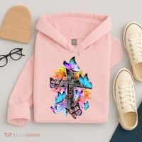 Faith Cross Butterfly With Flowers Hoodie thumb 4