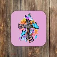 Faith Cross Butterfly With Flowers Coaster thumb 0