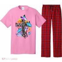 Faith Cross Butterfly With Flowers Pajama Set thumb 0