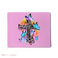 Faith Cross Butterfly With Flowers Mousepad thumb 0