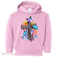 Faith Cross Butterfly With Flowers Toddler Hoodie thumb 0