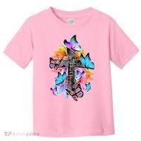 Faith Cross Butterfly With Flowers Toddler T-Shirt thumb 0
