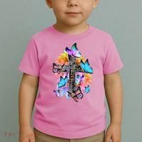 Faith Cross Butterfly With Flowers Toddler T-Shirt thumb 2