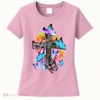 Faith Cross Butterfly With Flowers Women's T-Shirt thumb 0
