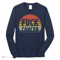 Fuck Cancer Breast Cancer Awareness Gift Retro Distressed Long Sleeve Shirt thumb 0
