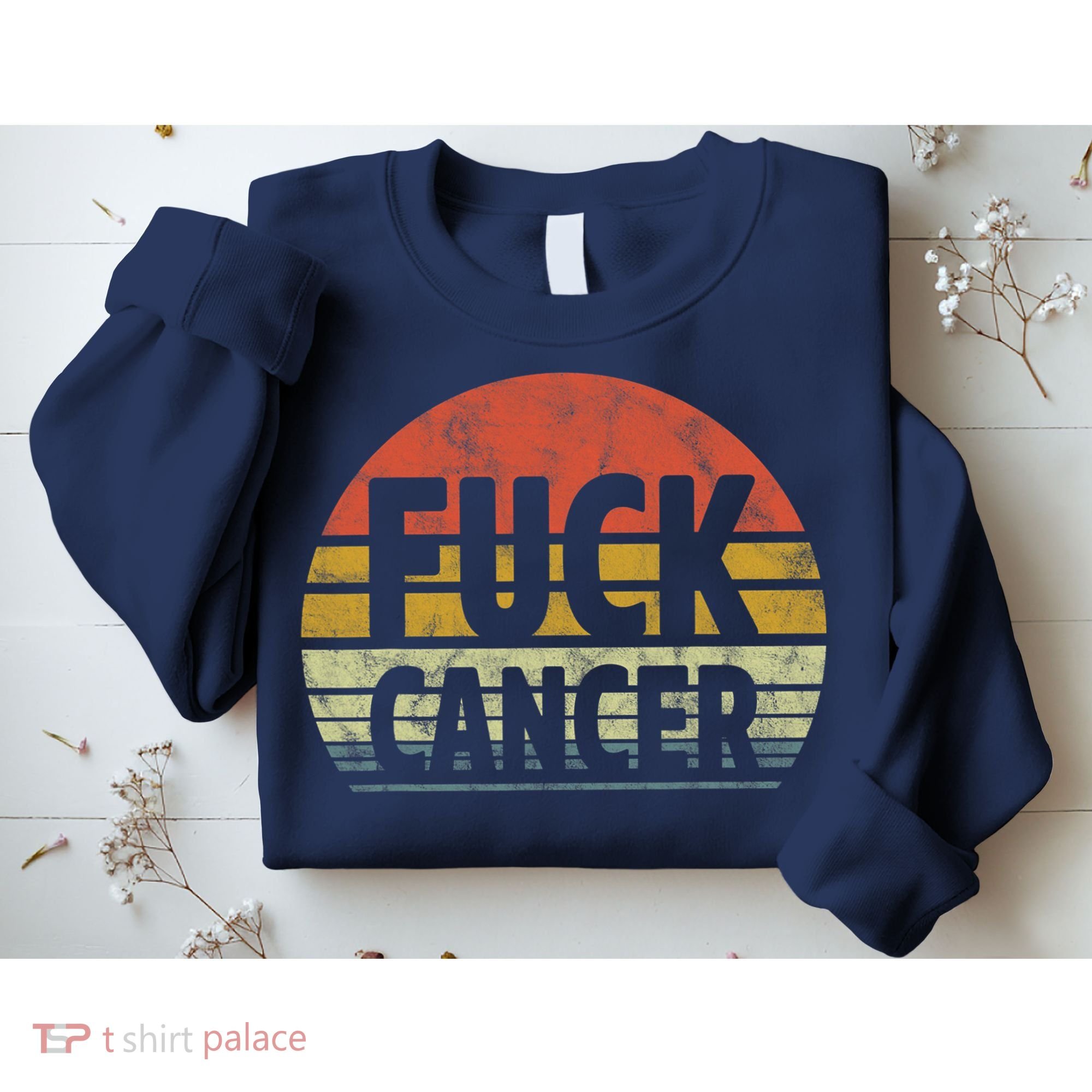 Fuck Cancer Breast Cancer Awareness Gift Retro Distressed Sweatshirt