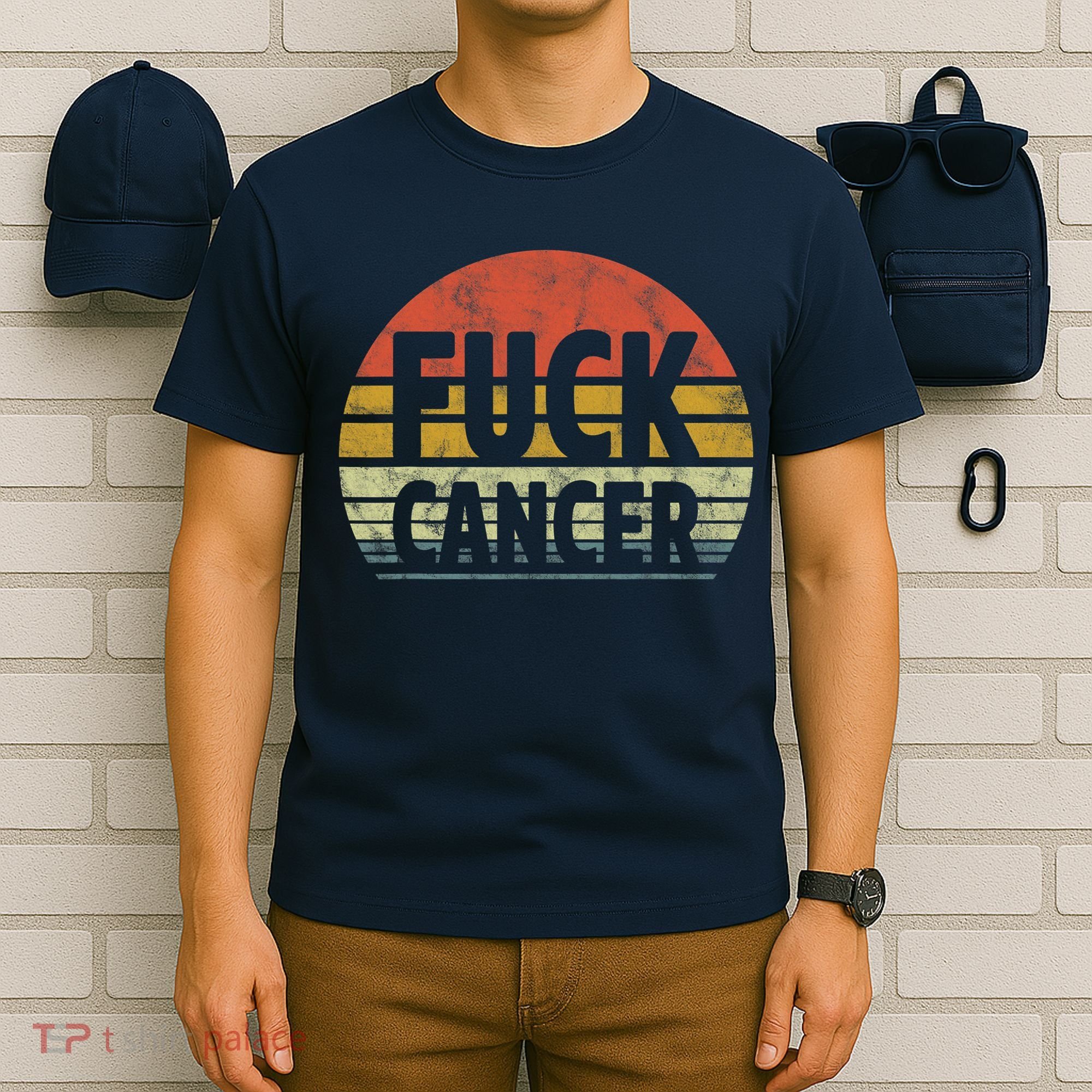 Fuck Cancer Breast Cancer Awareness Gift Retro Distressed T-Shirt