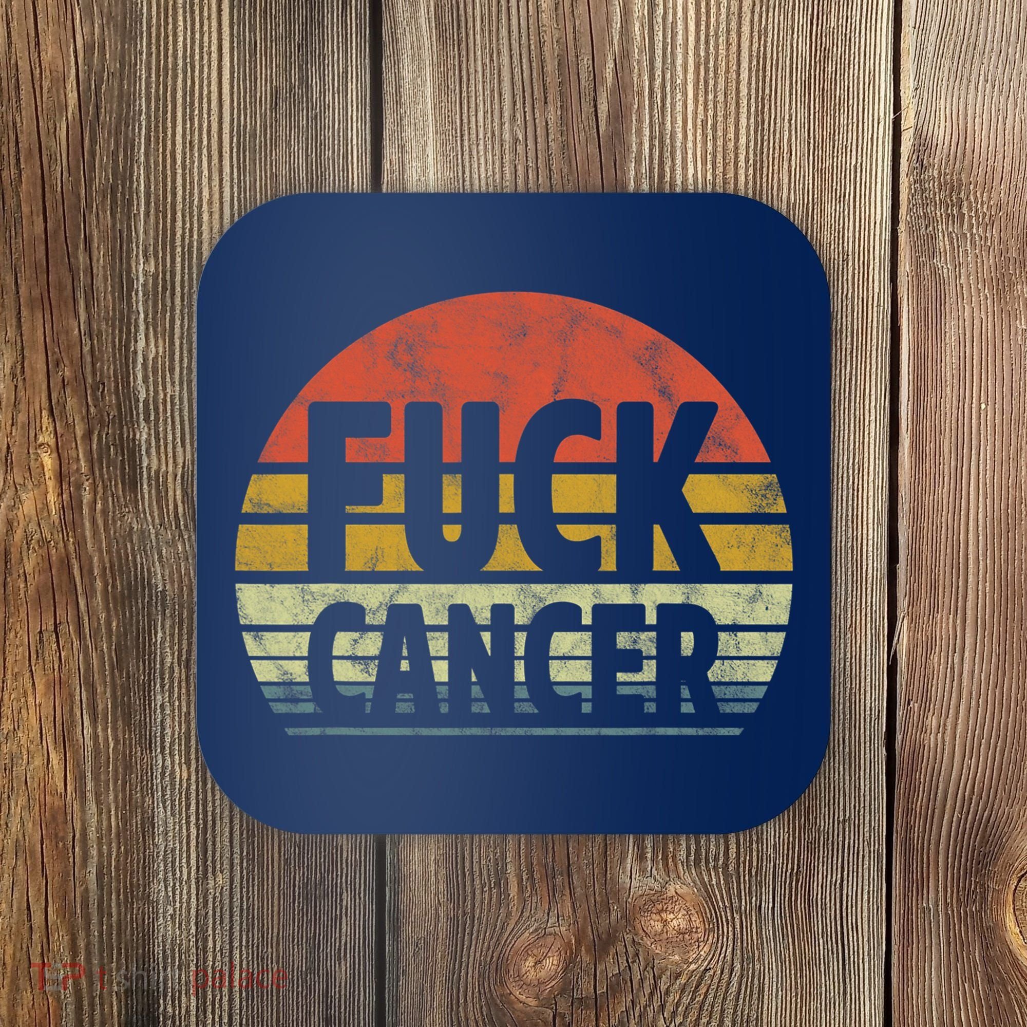 Fuck Cancer Breast Cancer Awareness Gift Retro Distressed Coaster