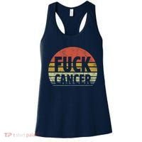 Fuck Cancer Breast Cancer Awareness Gift Retro Distressed Women's Tank Top thumb 0