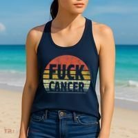 Fuck Cancer Breast Cancer Awareness Gift Retro Distressed Women's Tank Top thumb 2