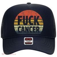 Fuck Cancer Breast Cancer Awareness Gift Retro Distressed Hat thumb 0