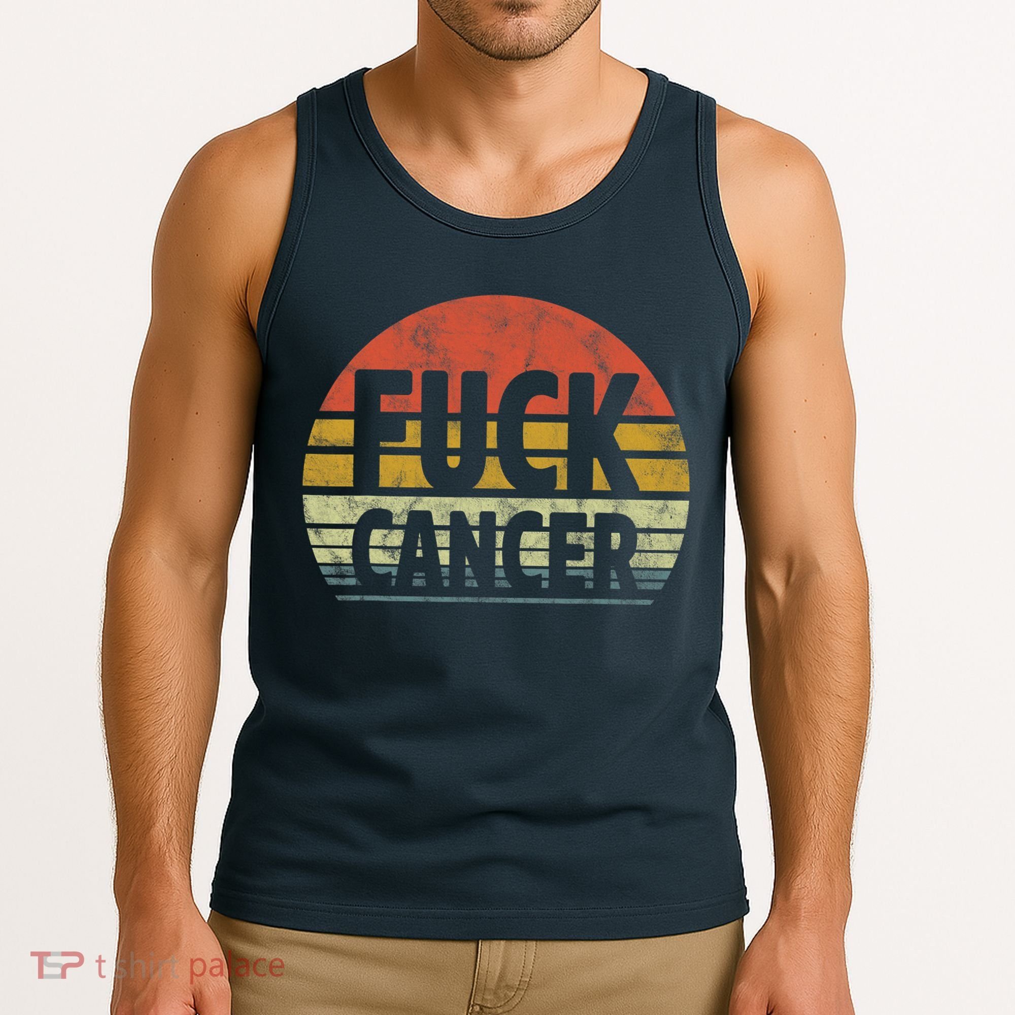 Fuck Cancer Breast Cancer Awareness Gift Retro Distressed Tank Top