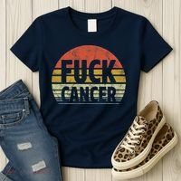 Fuck Cancer Breast Cancer Awareness Gift Retro Distressed Women's T-Shirt thumb 3