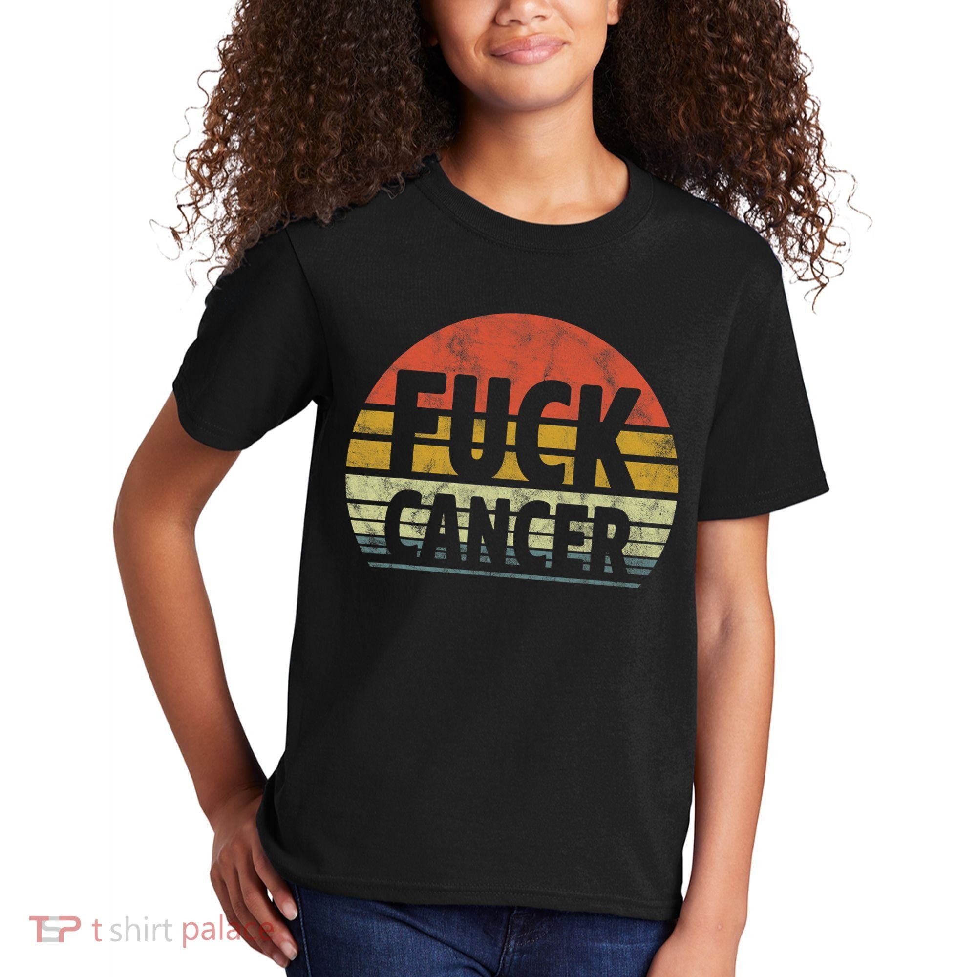 Fuck Cancer Breast Cancer Awareness Gift Retro Distressed Kids T-Shirt
