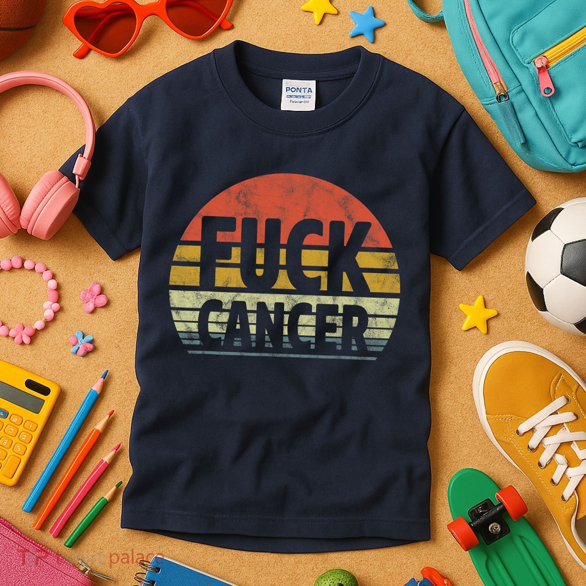 Fuck Cancer Breast Cancer Awareness Gift Retro Distressed Kids T-Shirt