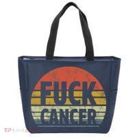Fuck Cancer Breast Cancer Awareness Gift Retro Distressed Tote Bag thumb 0