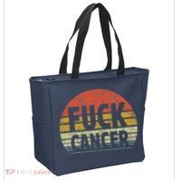 Fuck Cancer Breast Cancer Awareness Gift Retro Distressed Tote Bag thumb 2