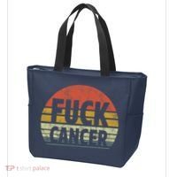 Fuck Cancer Breast Cancer Awareness Gift Retro Distressed Tote Bag thumb 3