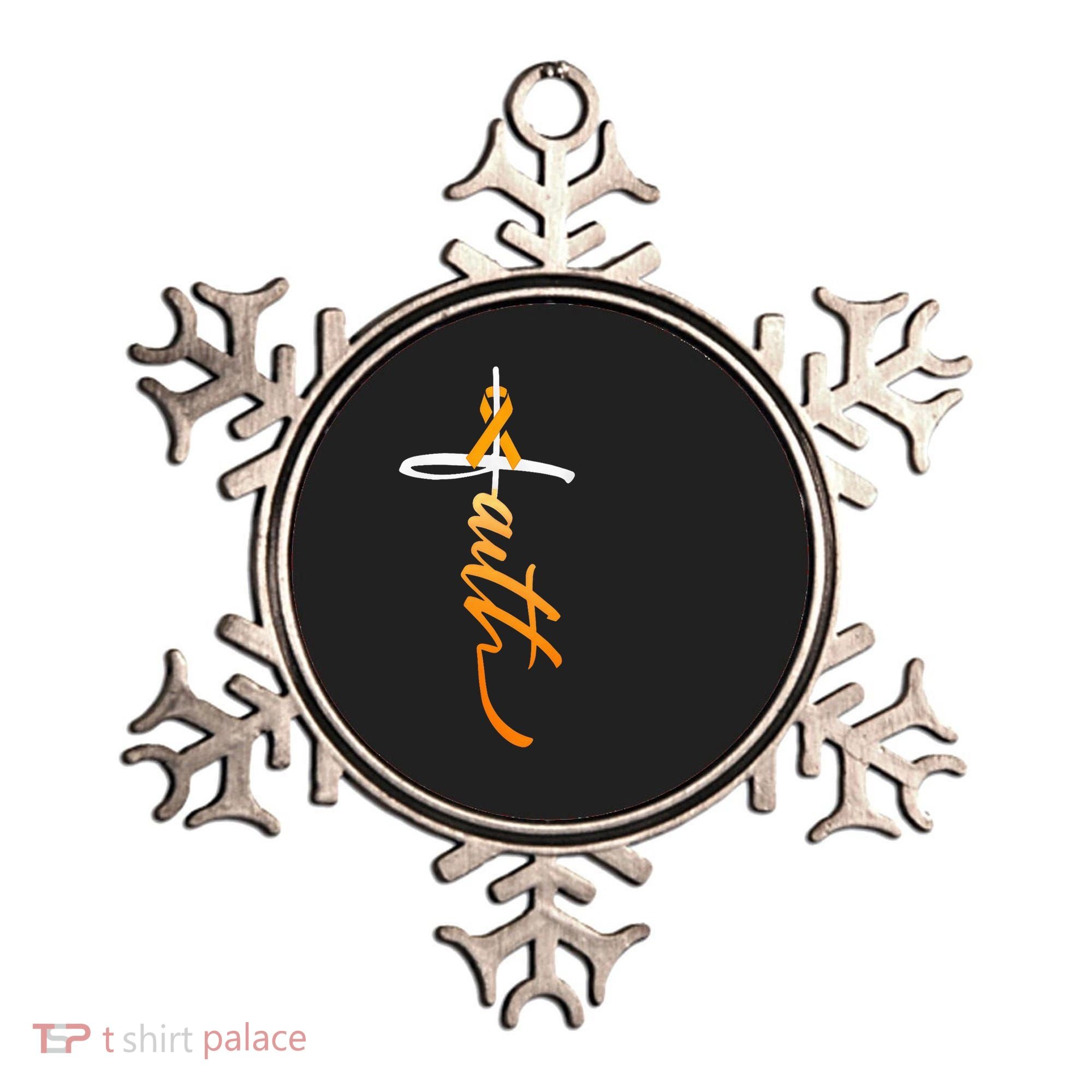 Faith Christian Cross Orange Ribbon MS Awareness Ornament