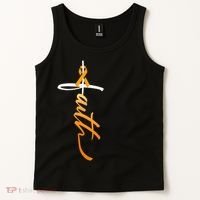 Faith Christian Cross Orange Ribbon MS Awareness Tank Top thumb 2