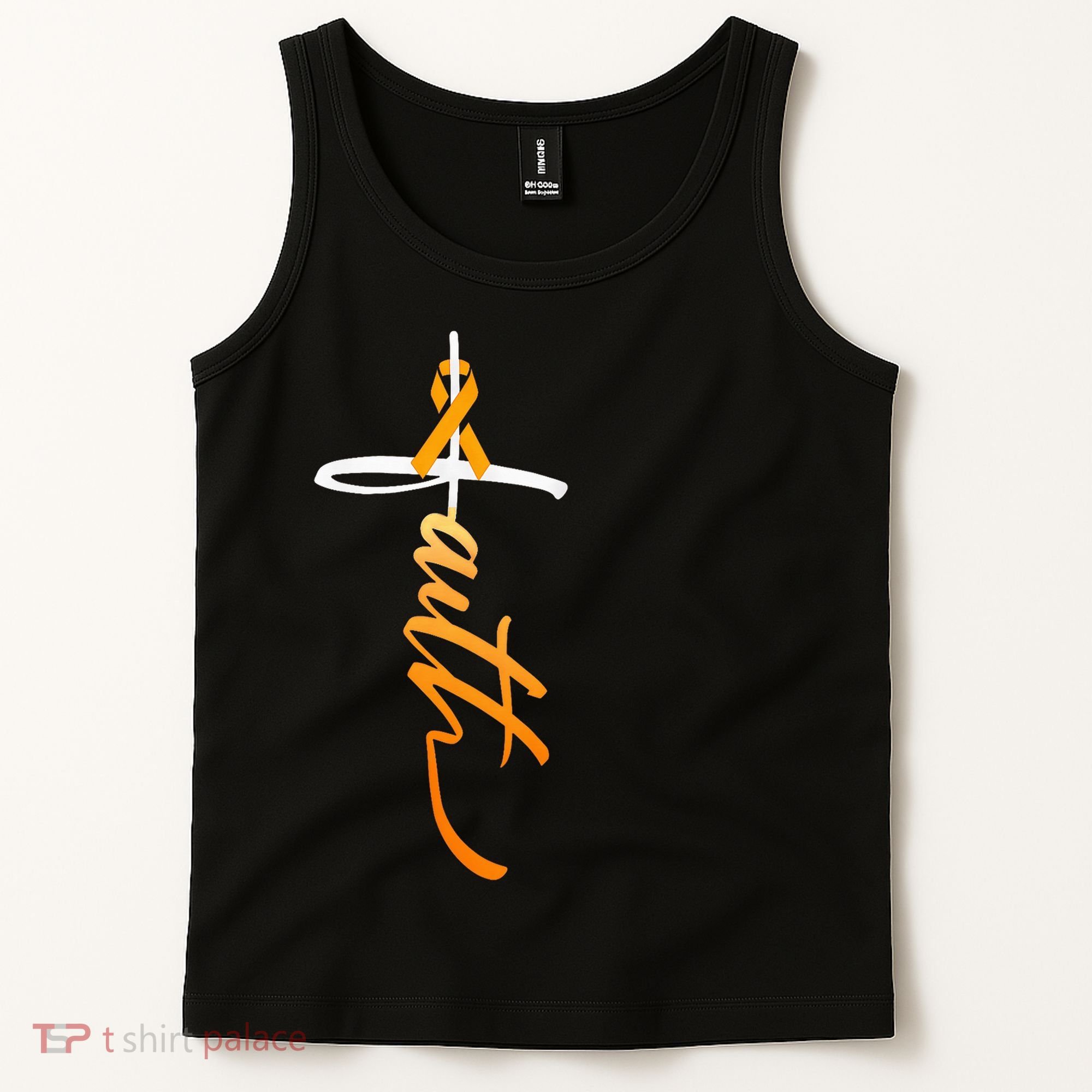 Faith Christian Cross Orange Ribbon MS Awareness Tank Top