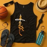 Faith Christian Cross Orange Ribbon MS Awareness Tank Top thumb 4