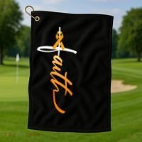 Faith Christian Cross Orange Ribbon MS Awareness Golf Towel thumb 1