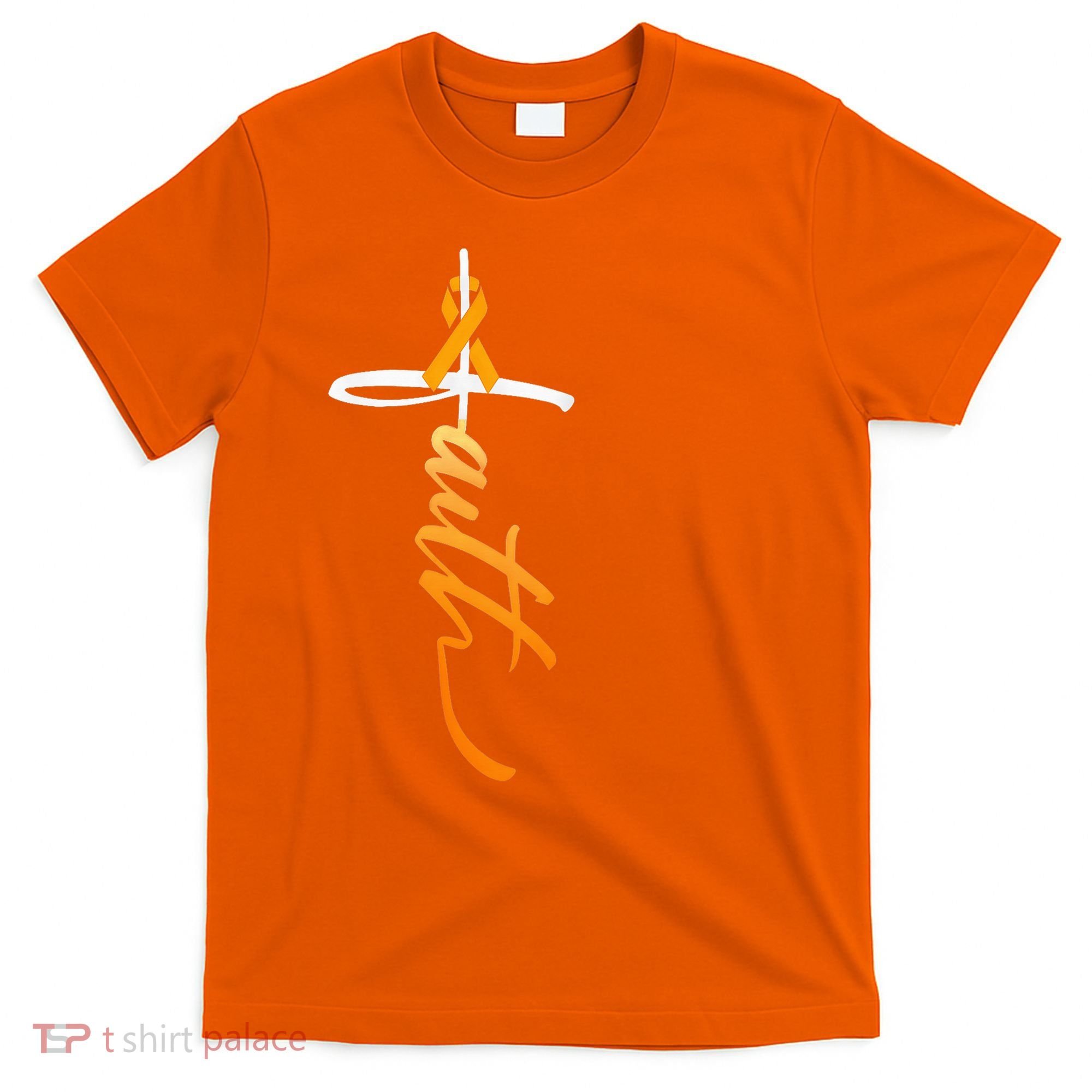 Faith Christian Cross Orange Ribbon MS Awareness T-Shirt