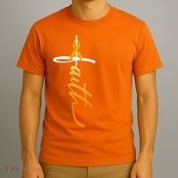 Faith Christian Cross Orange Ribbon MS Awareness T-Shirt thumb 3