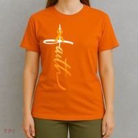 Faith Christian Cross Orange Ribbon MS Awareness T-Shirt thumb 4