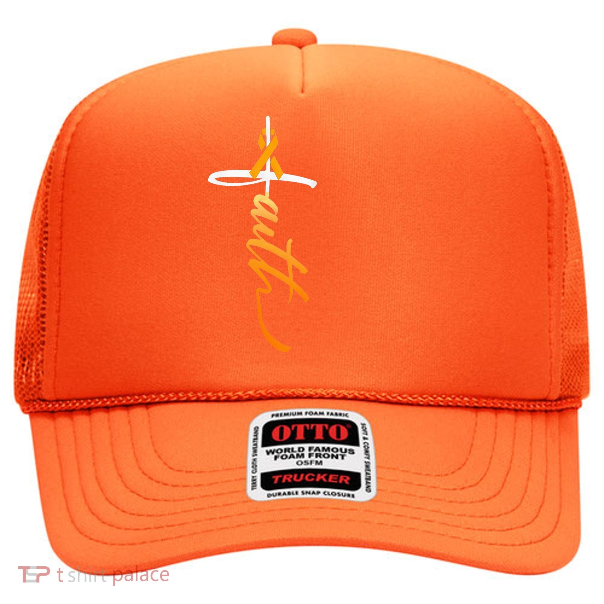 Faith Christian Cross Orange Ribbon MS Awareness Hat