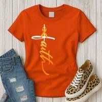 Faith Christian Cross Orange Ribbon MS Awareness Women's T-Shirt thumb 3