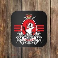 Funny Country Canada Screaming Beaver Mable Leaf Canadian Coaster thumb 0