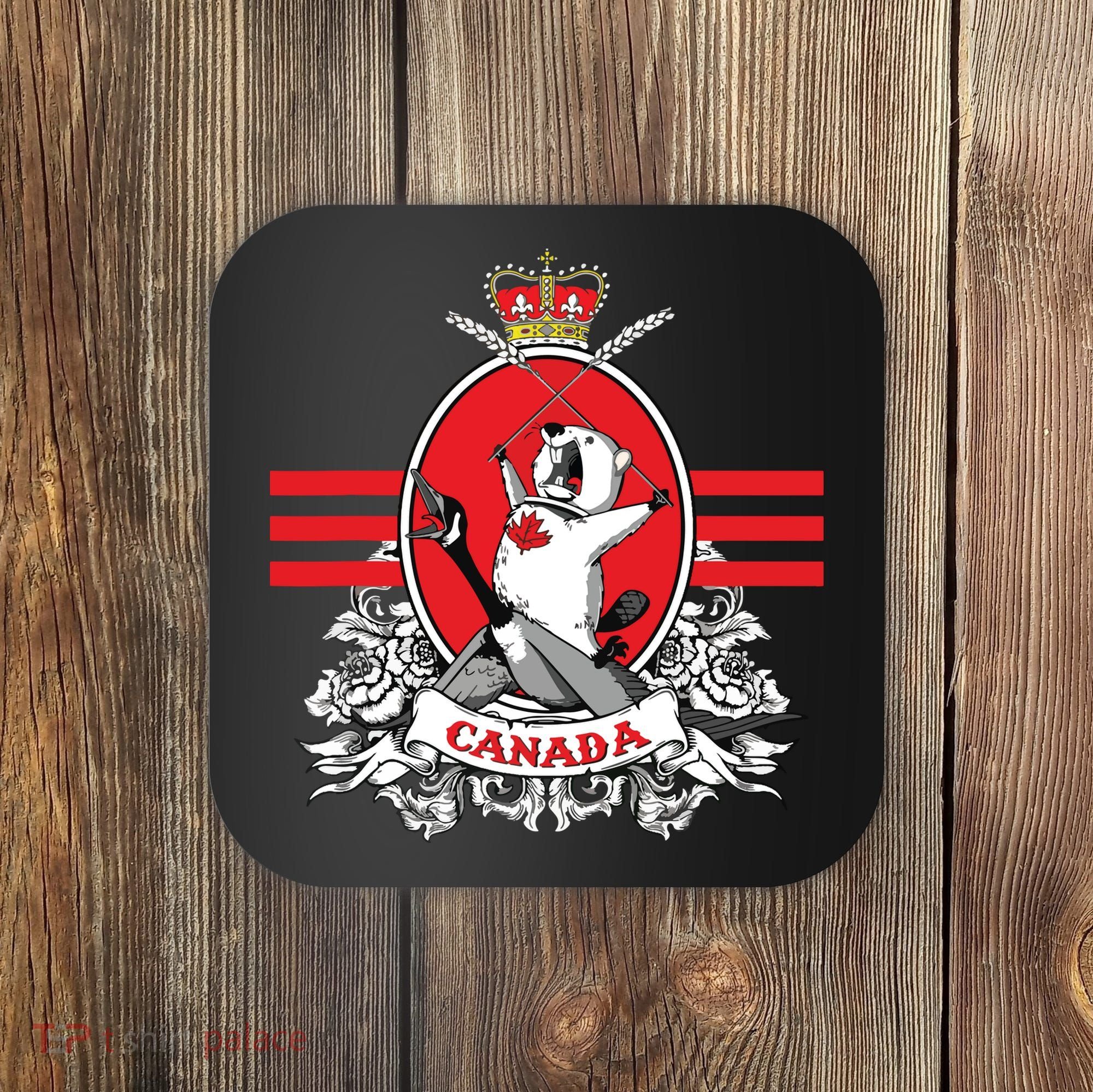 Funny Country Canada Screaming Beaver Mable Leaf Canadian Coaster