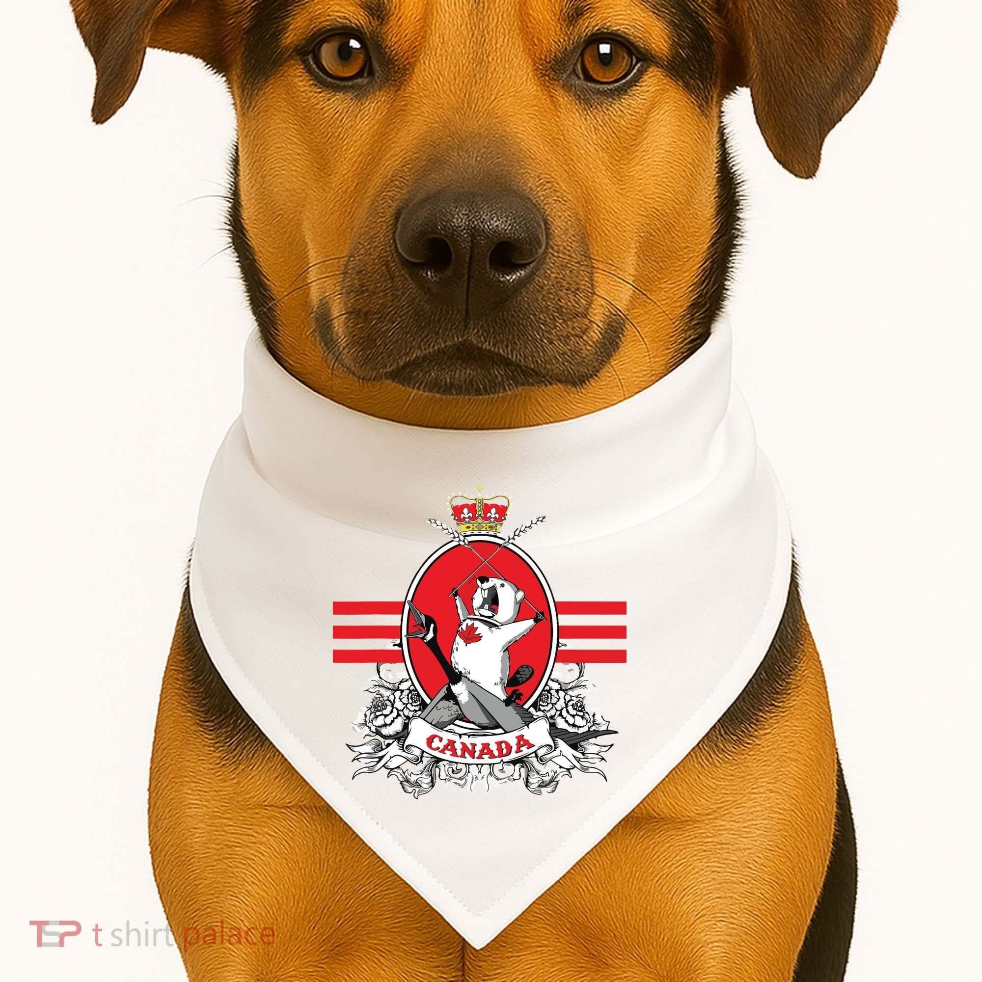 Funny Country Canada Screaming Beaver Mable Leaf Canadian USA-Made Doggie Bandana