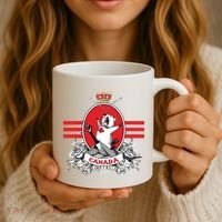 Funny Country Canada Screaming Beaver Mable Leaf Canadian Coffee Mug thumb 3