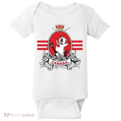 Funny Country Canada Screaming Beaver Mable Leaf Canadian Baby Bodysuit