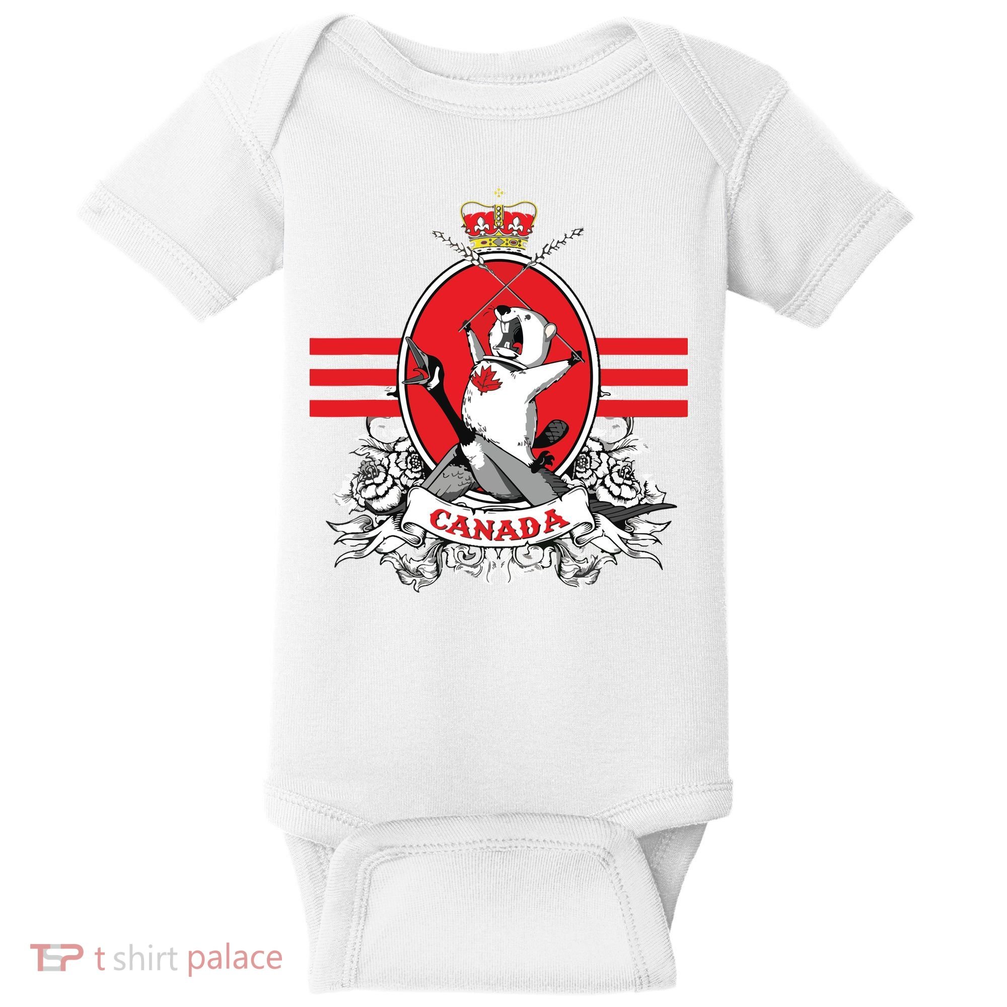 Funny Country Canada Screaming Beaver Mable Leaf Canadian Baby Bodysuit