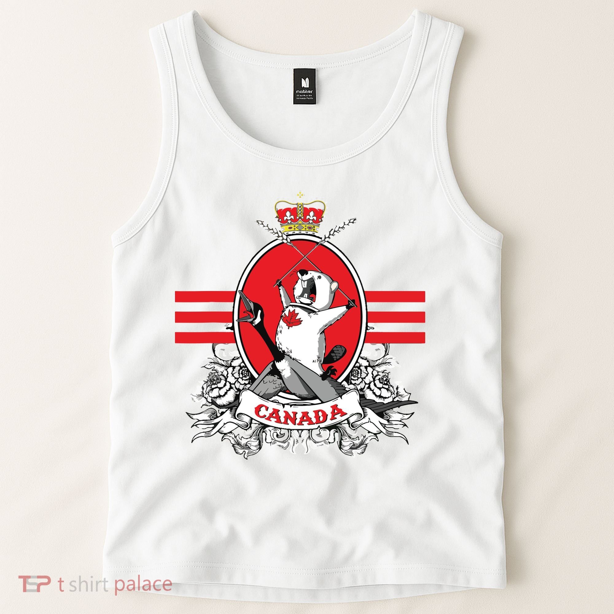 Funny Country Canada Screaming Beaver Mable Leaf Canadian Tank Top