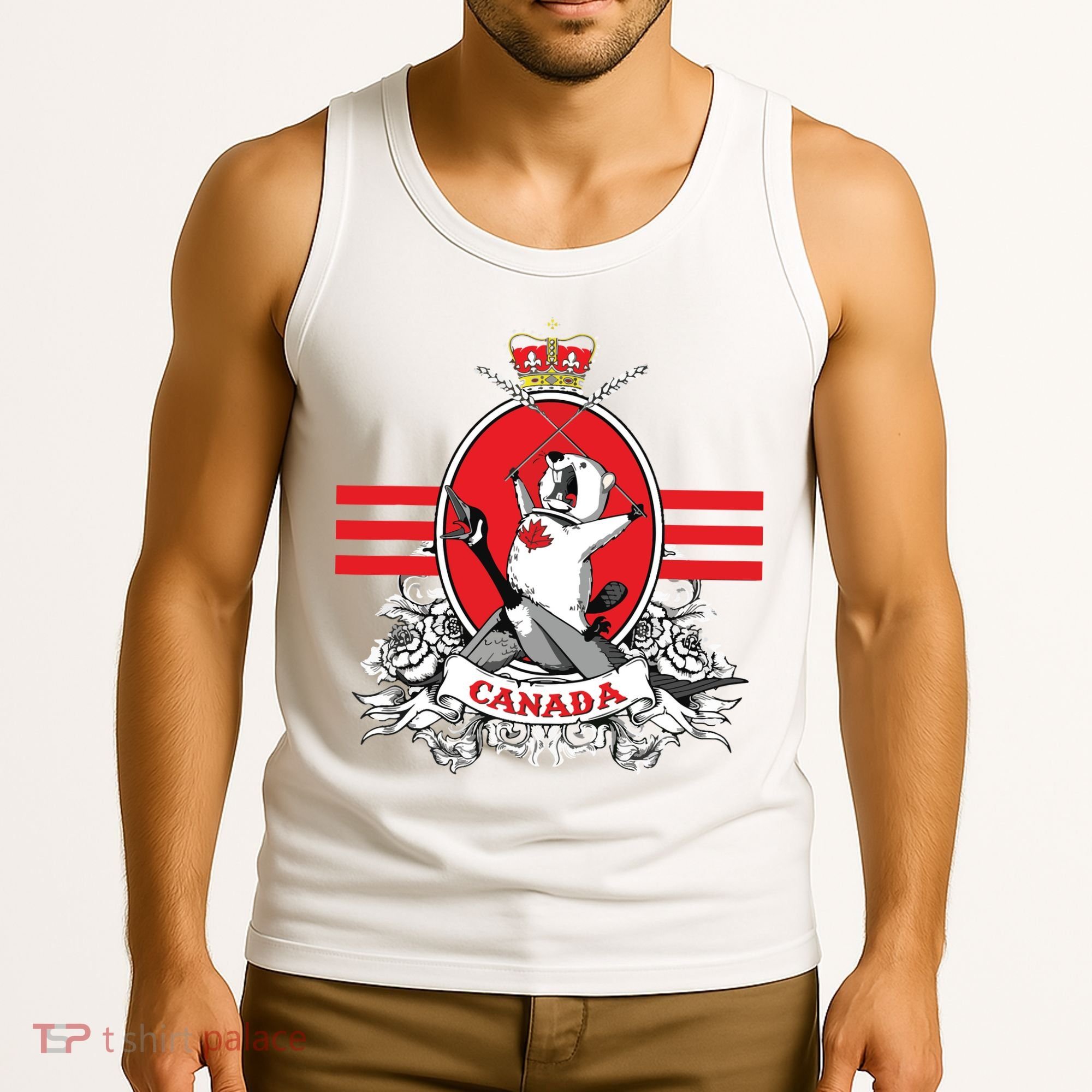 Funny Country Canada Screaming Beaver Mable Leaf Canadian Tank Top