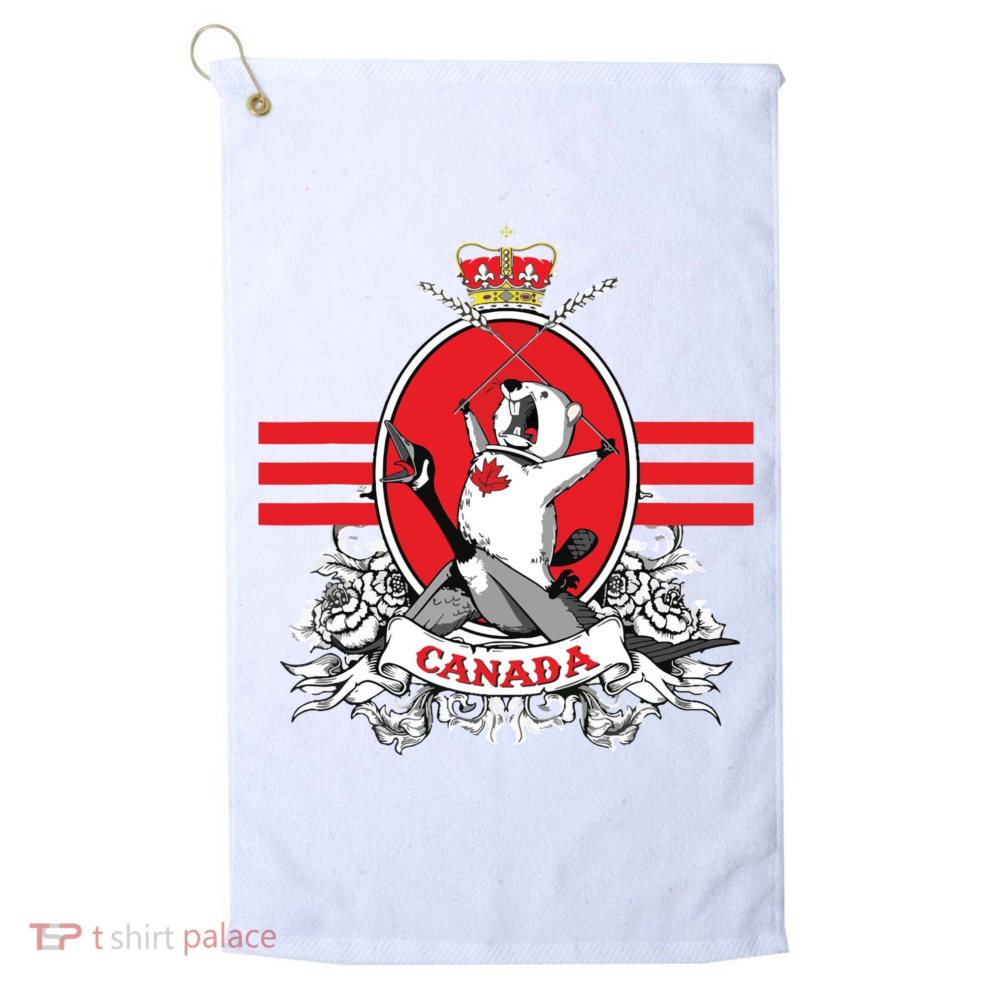 Funny Country Canada Screaming Beaver Mable Leaf Canadian Golf Towel