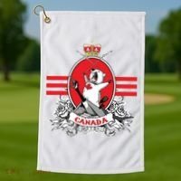 Funny Country Canada Screaming Beaver Mable Leaf Canadian Golf Towel thumb 1