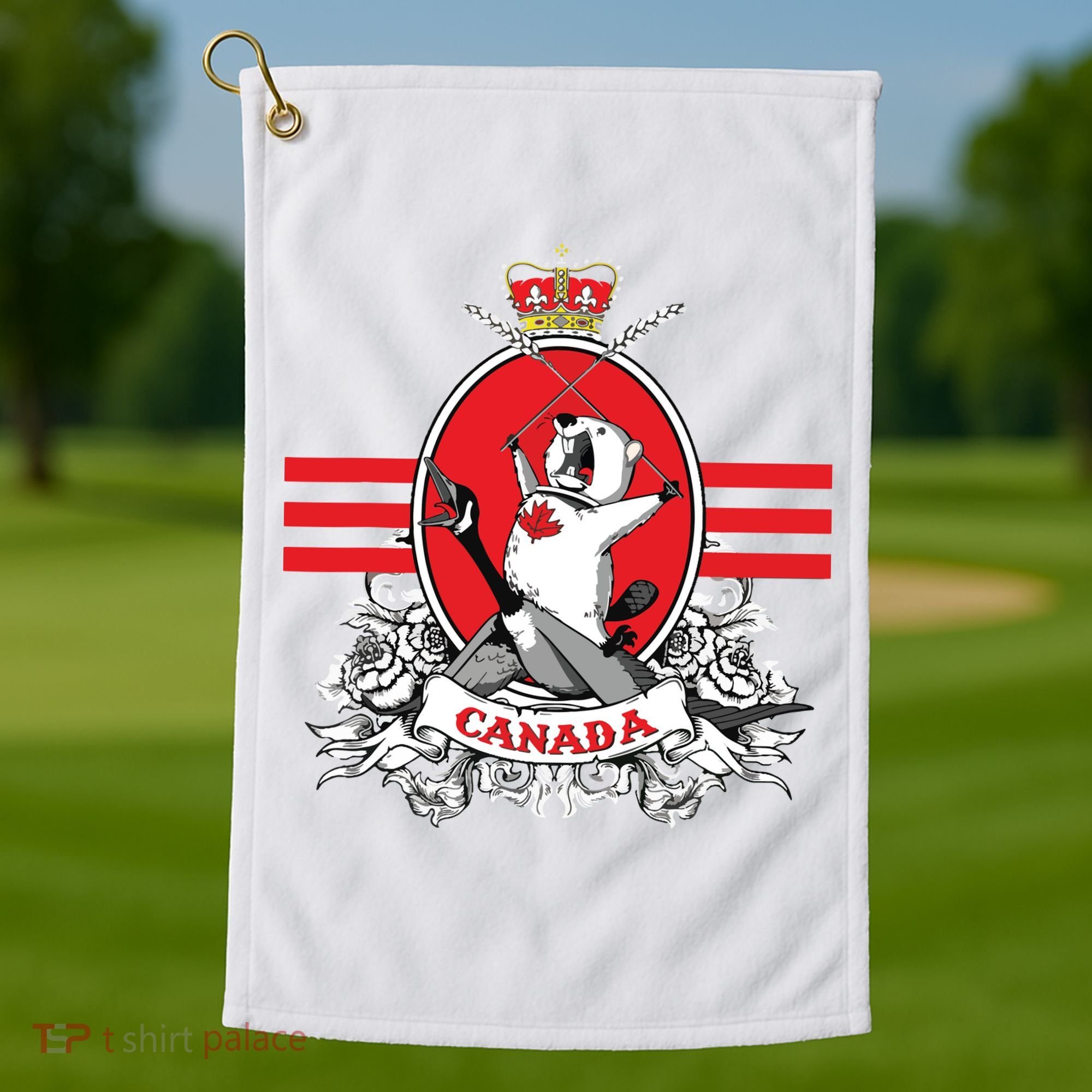 Funny Country Canada Screaming Beaver Mable Leaf Canadian Golf Towel