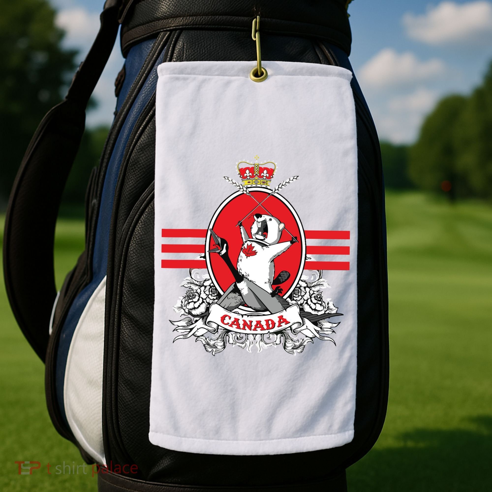 Funny Country Canada Screaming Beaver Mable Leaf Canadian Golf Towel