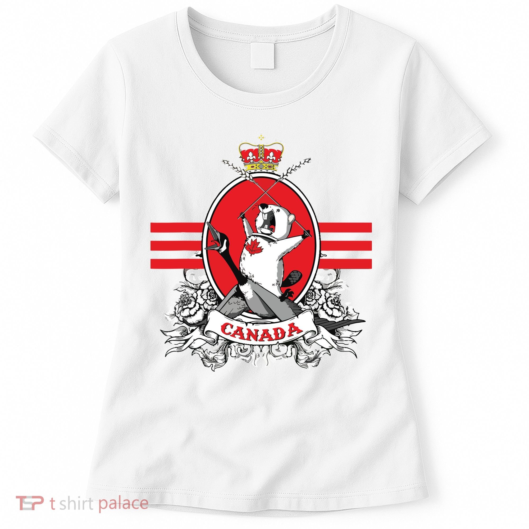 Funny Country Canada Screaming Beaver Mable Leaf Canadian Women's T-Shirt