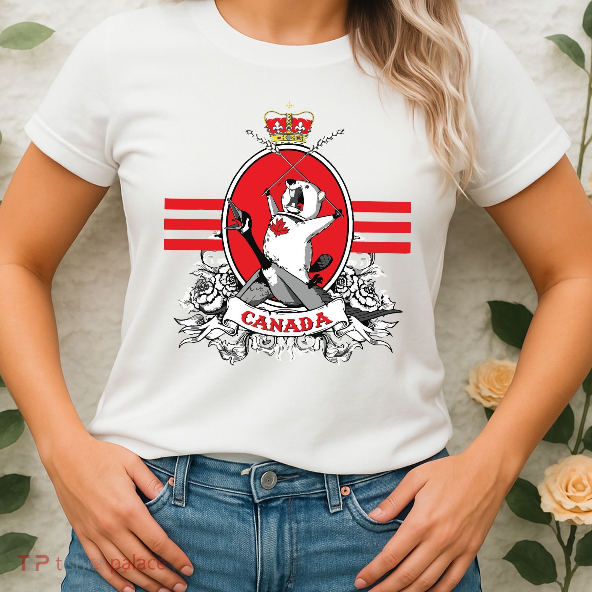 Funny Country Canada Screaming Beaver Mable Leaf Canadian Women's T-Shirt