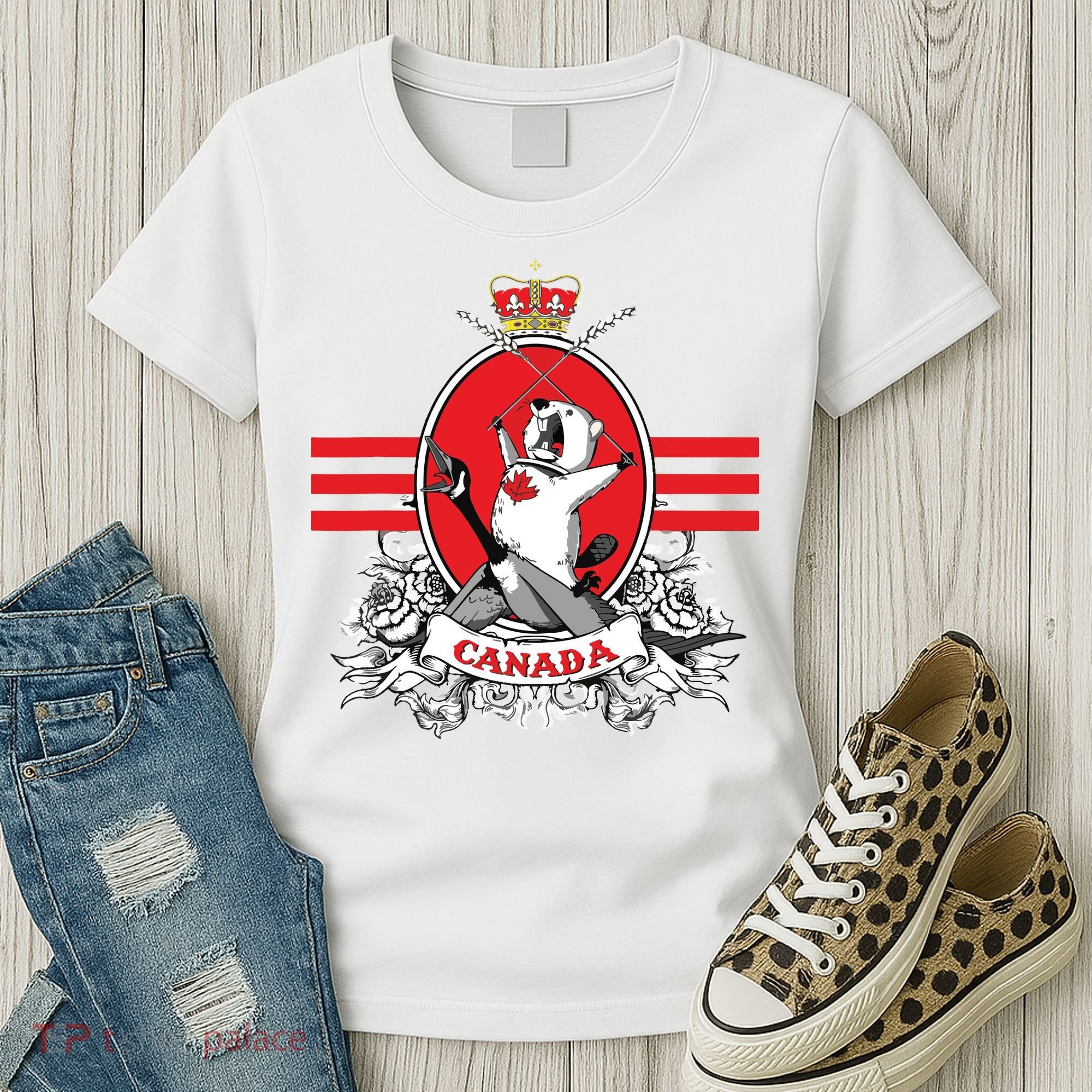 Funny Country Canada Screaming Beaver Mable Leaf Canadian Women's T-Shirt