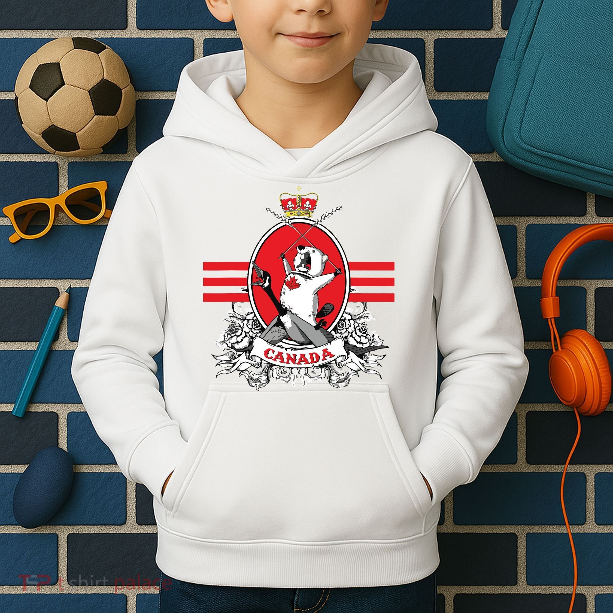 Funny Country Canada Screaming Beaver Mable Leaf Canadian Kids Hoodie